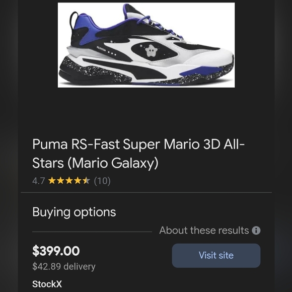 Rare "Super Mario 3D All-Star Mario Galaxy" Puma RS-Fast Size 8 Mens - Picture 10 of 10